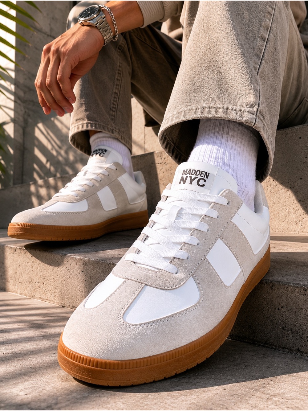 Madden NYC M-Morddy White Casual Sneakers Men 10.5 NWT Box Retro Court